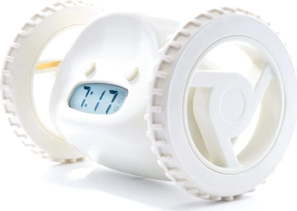 Réveil roulant Clocky blanc horloge motorisée qui saute et se déplace