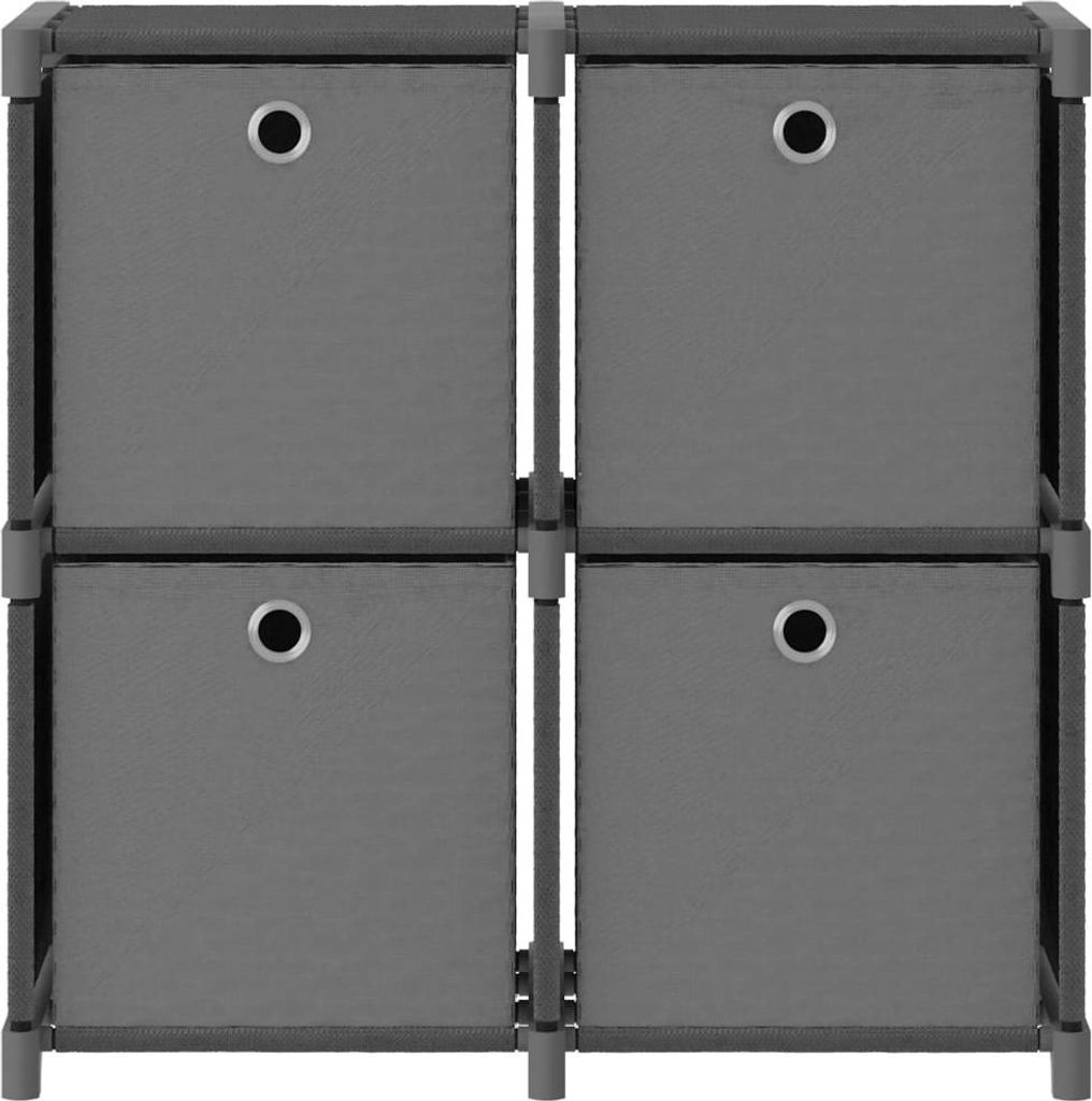 vidaXL Würfelregal mit 4 Boxen Grau 69x30x72,5 cm Stoff