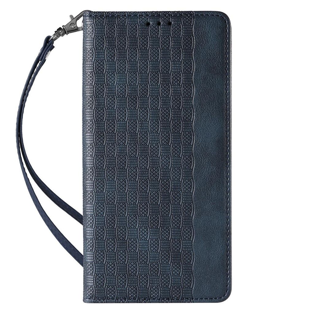 Magnet Strap Case iPhone 12 Hülle Wallet + Mini Lanyard Anhänger Blau