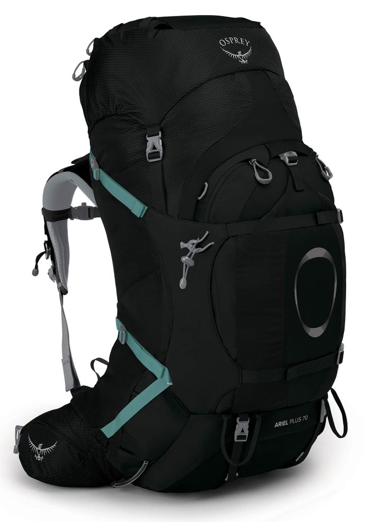 Osprey Ariel Plus 70 Rucksack, Schwarz, XS-S