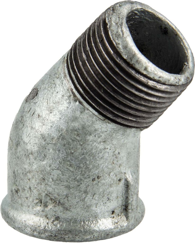 Temperguss-Gewindefitting verzinkt Winkel 45°, IG x AG 3/4 Zoll, Typ 121, DVGW