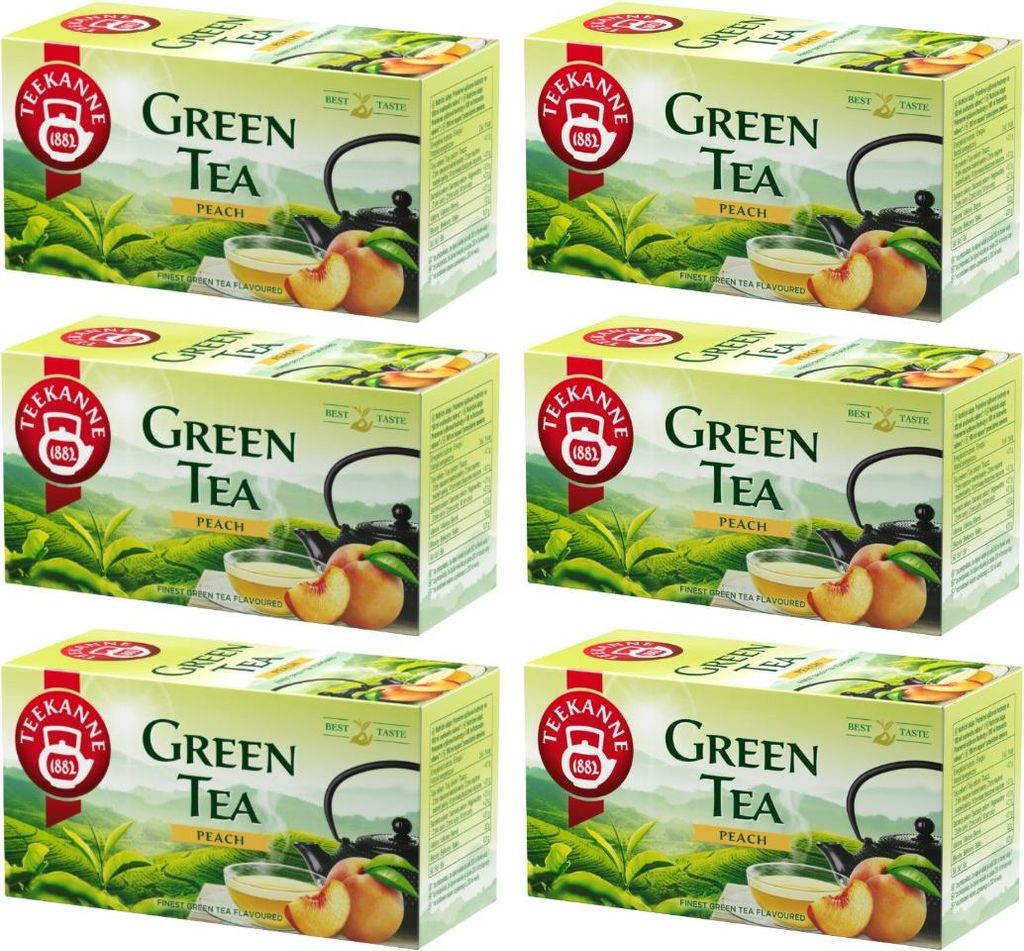 Teekanne Grüner Tee Pfirsich 6x 20 Teebeutel - Grüntee im Beutel Green Tea