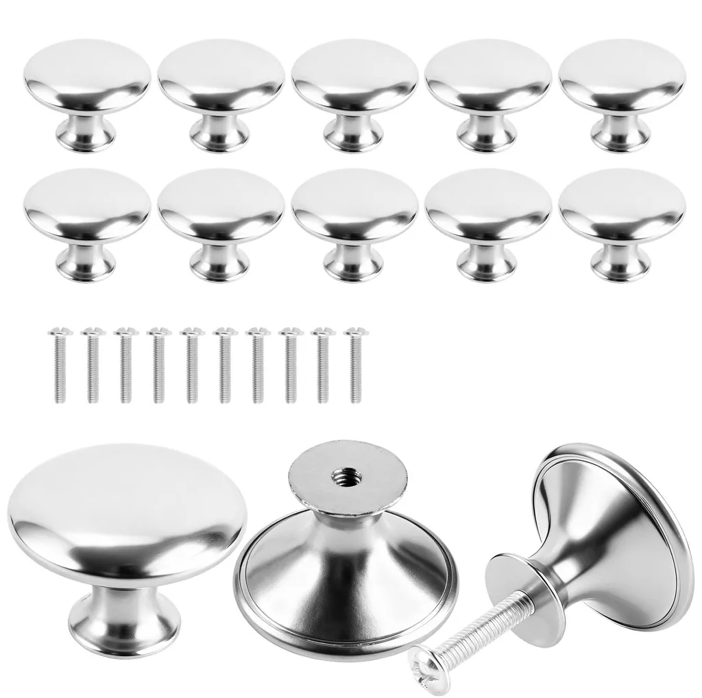 Boutons de Meuble pour Cuisine et Commode en Inox Argent 30mm - 10 Unités