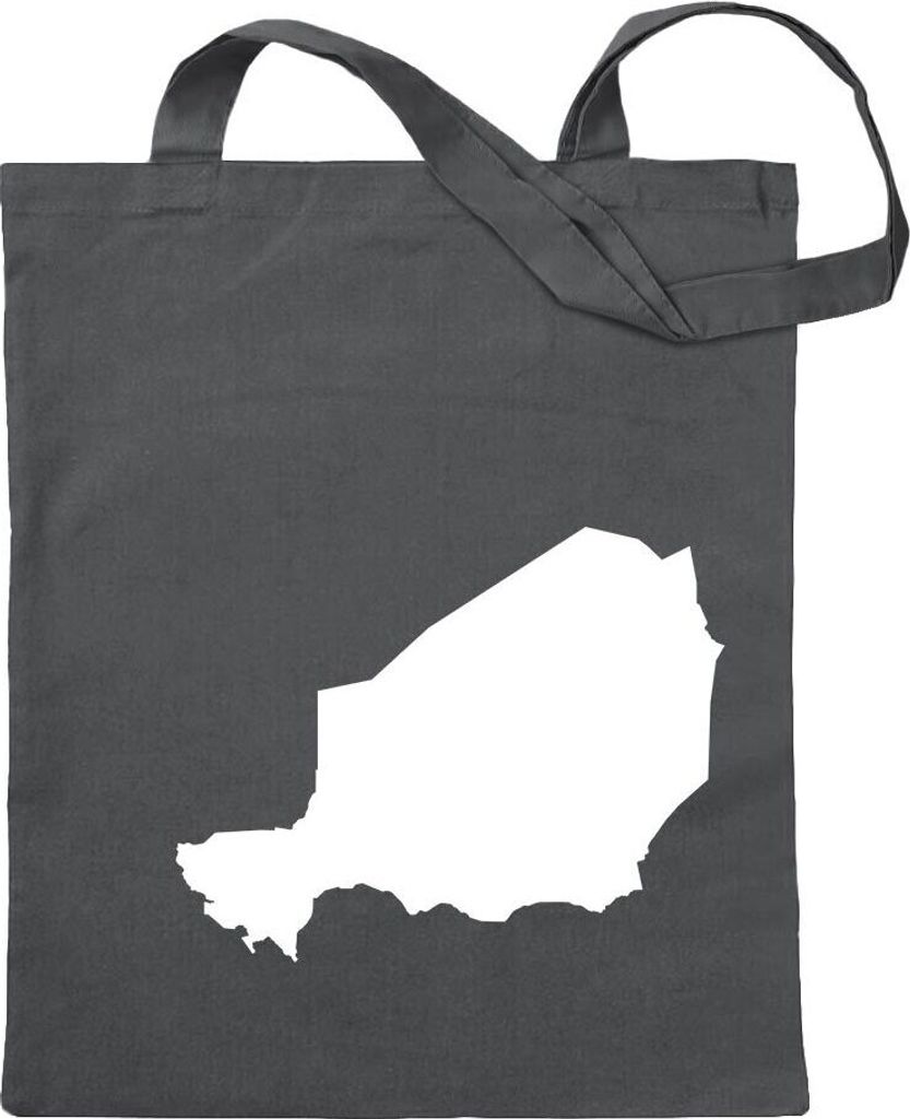 Kiwistar - Baumwolltasche - stahlgrau - Niger Umriss Kontur - Tragetasche Stoffbeutel Umhängetasche Langer Henkel