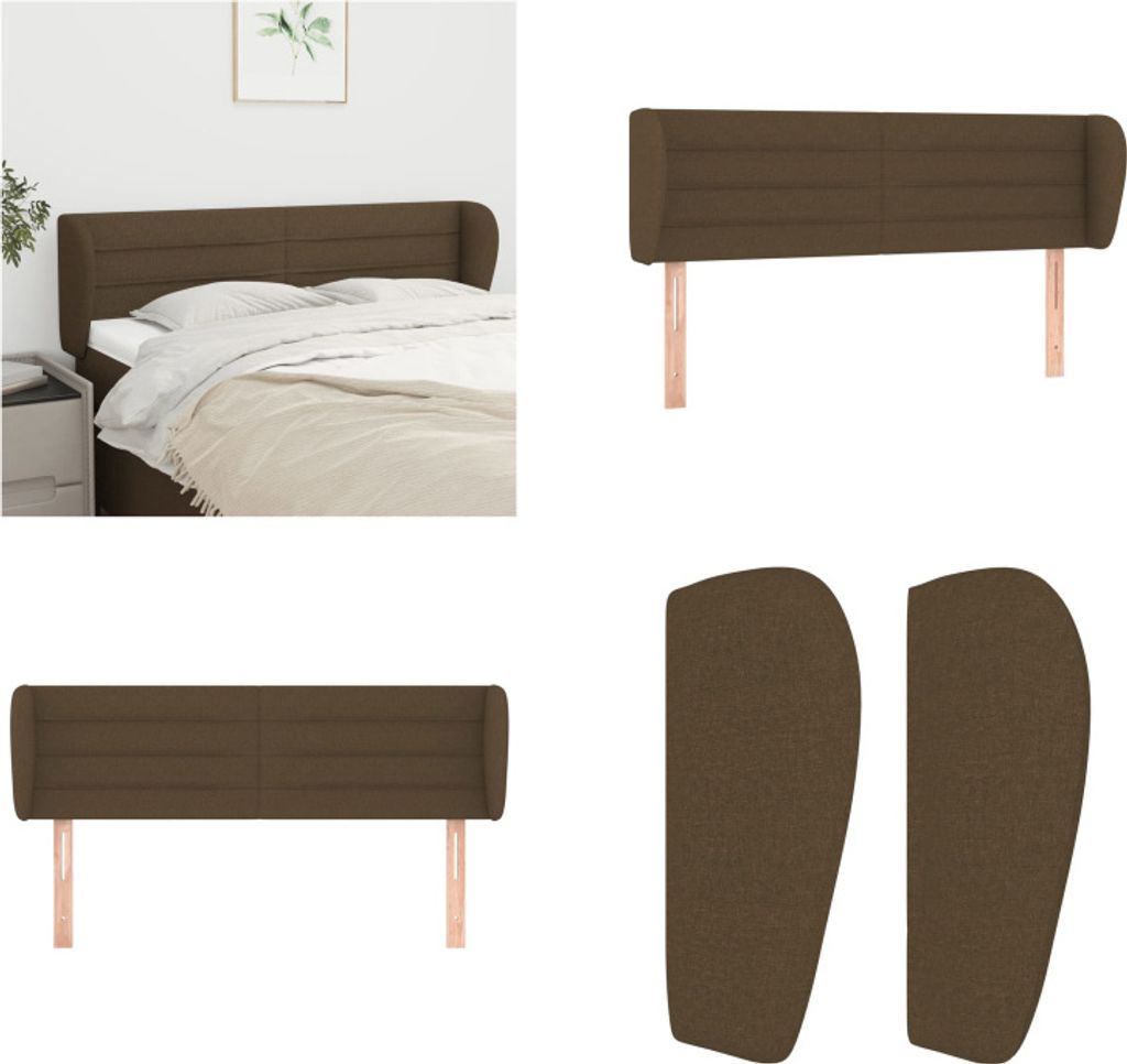 vidaXL Kopfteil mit Ohren Dunkelbraun 147x23x78/88 cm Stoff - Kopfteil - Kopfteile - Bett-Kopfteil - Bettkopfteil