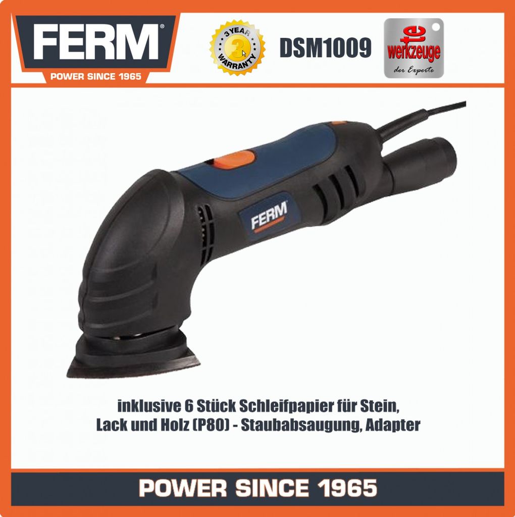 Ponceuse delta FERM 280 W - Avec un lot de 6 feuilles de Image du produit 