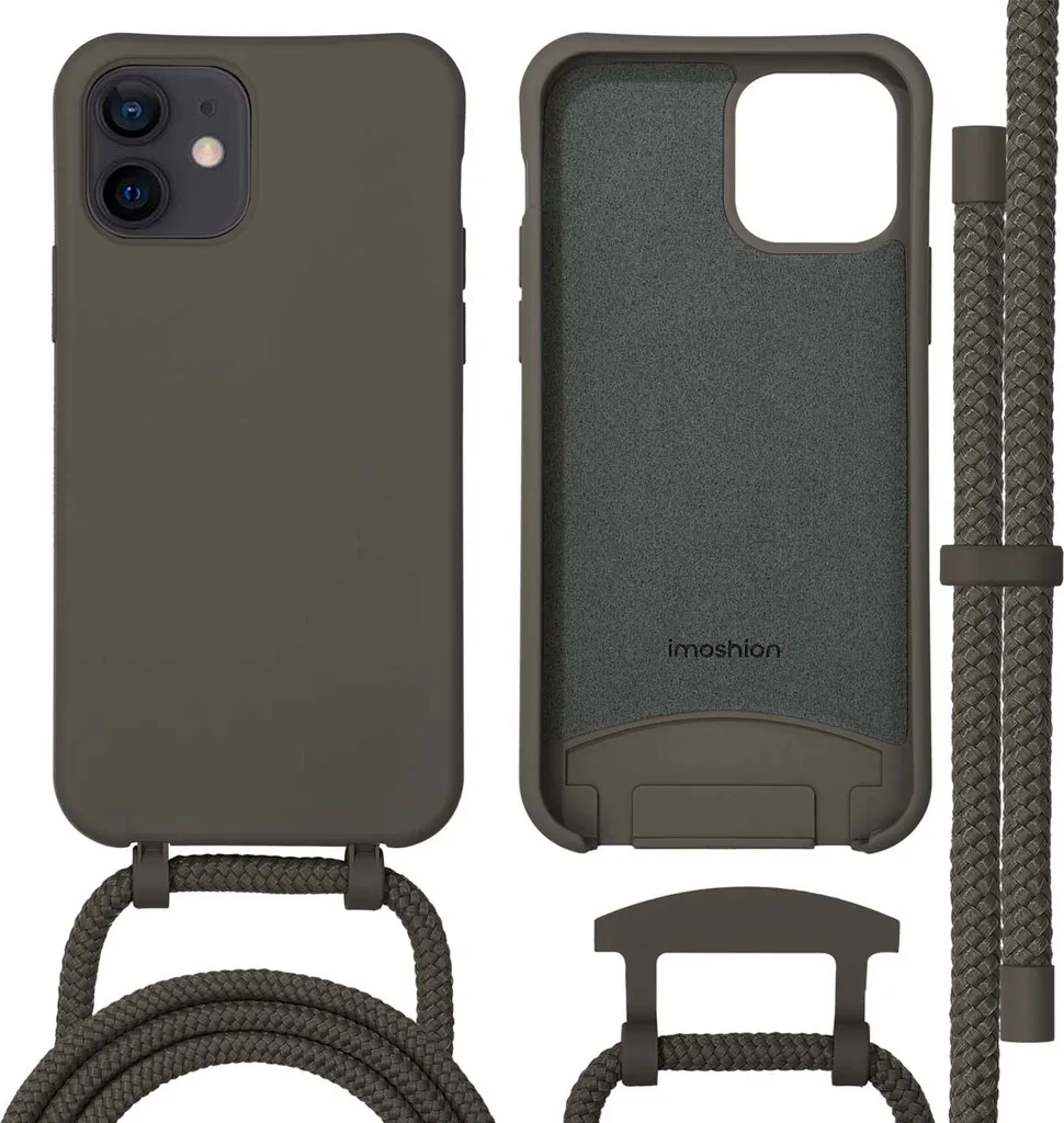 Cover iPhone 12 iMoshion con Tracolla e MagSafe Black Coffee