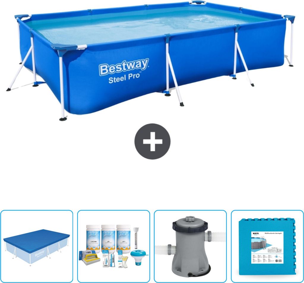 Bestway rechteckiger Steel Pro-Schwimmbecken – 300 x 201 x Produktbild 