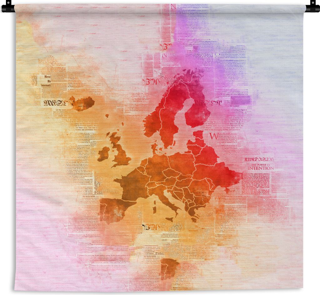 MuchoWow Wandteppich Wandbehang Karte - Europa - Farben 150x150 cm Tapisserie Dekoration Wandtuch - Wohnaccessoires - Modernes