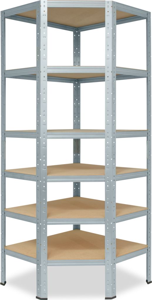 shelfplaza HOME 230x90x60cm Eckregal Schwerlast verzinkt / Metall Eckregal stehend mit 6 Böden / Corner Shelf 145kg Tragkraft Schwerlastregal Ec...