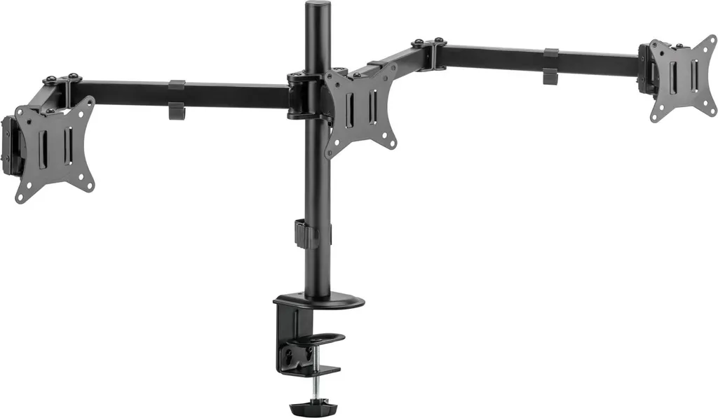 Support triple écran ergonomique pour bureau - Idéal télétravail 27"