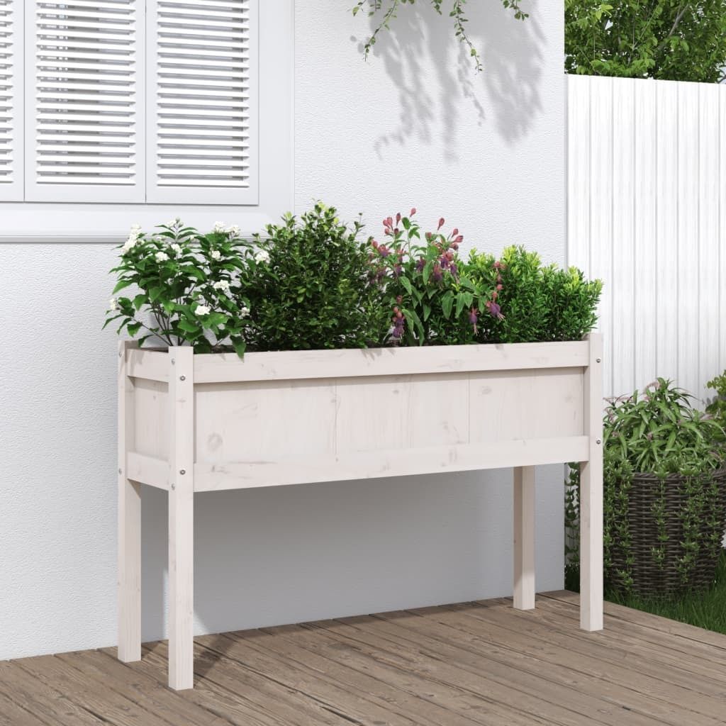 Maison Exclusive - Pflanzkübel mit Beinen Weiß 110x31x70 cm Massivholz Kiefer