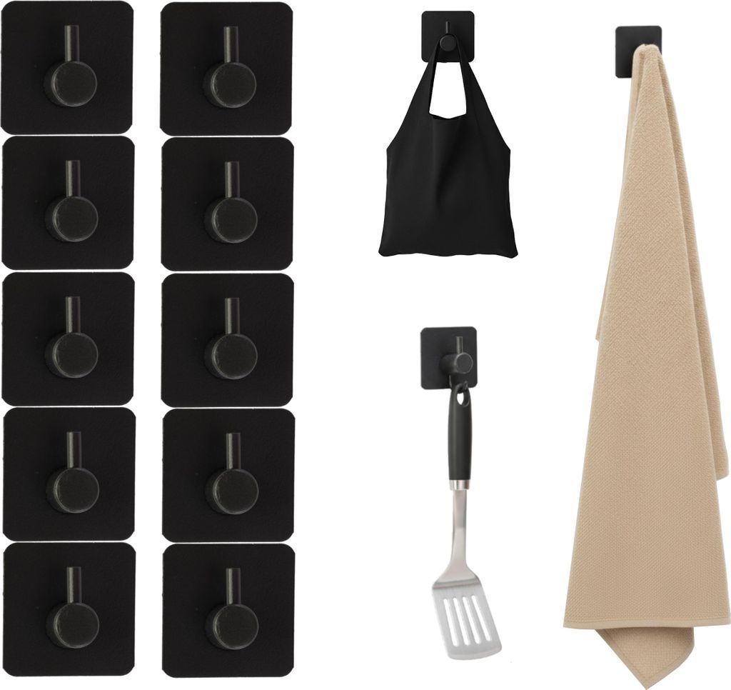 Set 10x Handtuchhalter 4,5 cm breit ohne Bohren Badezimmer, Handtuchhalter aus Edelstahl Wasserfeste Haken für Bad Haken selbstklebend Handtuchhak...