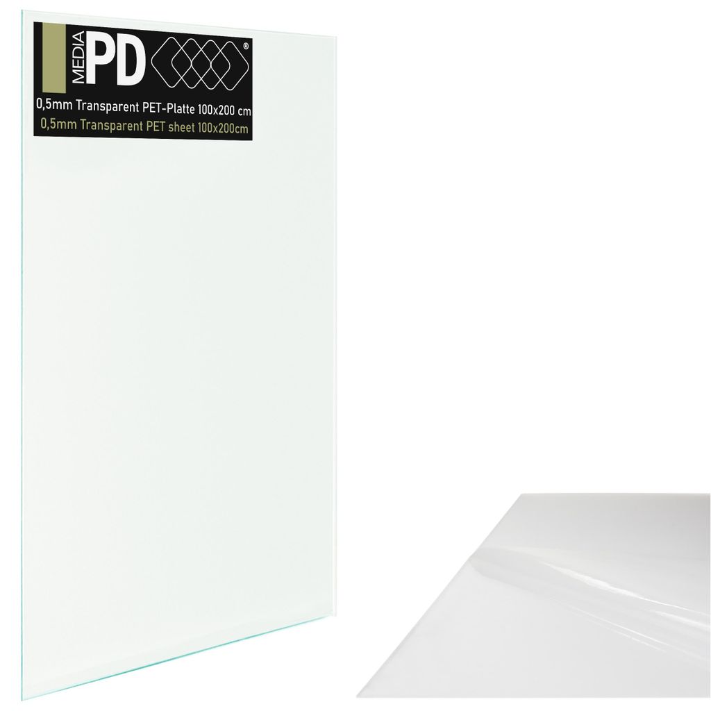 PET Platte Transparent 100x200cm 0,5mm – Durchsichtige Kunststoff Folie Bastelglas Großformat Flexibel