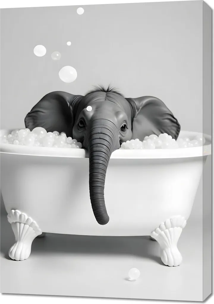 Canvas Elefante Vasca da Bagno 70x100 Pop Art Artistico Vintage