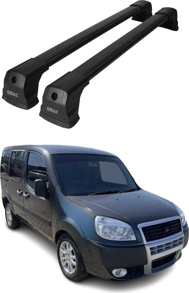 Dachträger Grundtäger für Fiat Doblo 2000-2010 75kg Aluminium Schwarz 2x