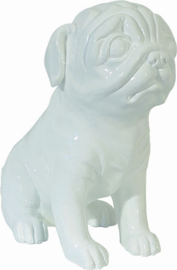 Dekofigur Mops sitzend weiss