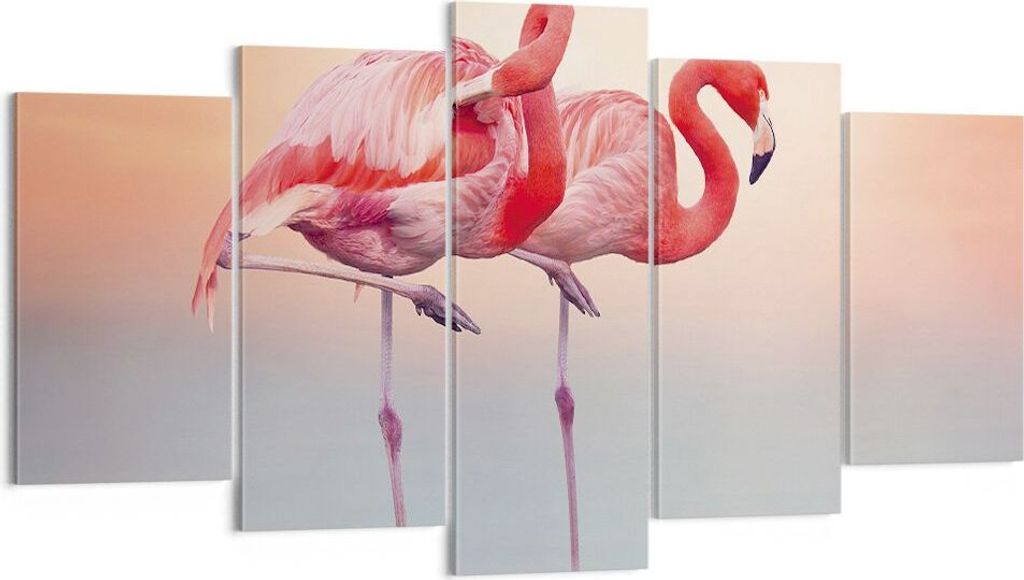 Bild auf Leinwand - Leinwandbild - 5 Teile - Flamingos Produktbild 