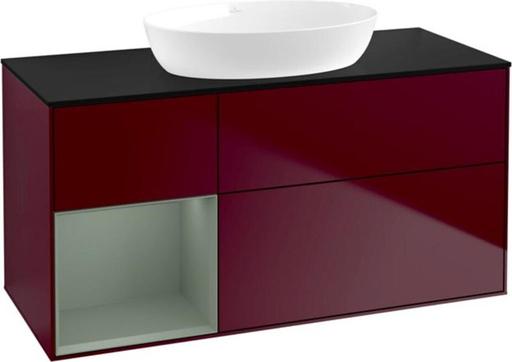 V&B Waschtischunterschrank Wandbeleuchtung Finion 120cm, Pl bla m, Reg Oli. m Lac, Peo m