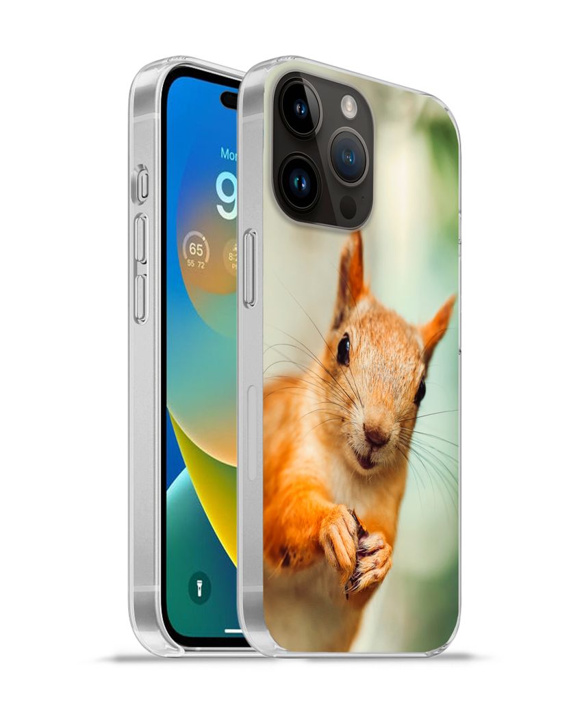 MuchoWow Handyhülle Schutzhülle Hülle für Apple iPhone 14 Pro Max Eichhörnchen - Lustig - Nuss - Kinder - Jungen - Mädchen - Kind Silikon S...