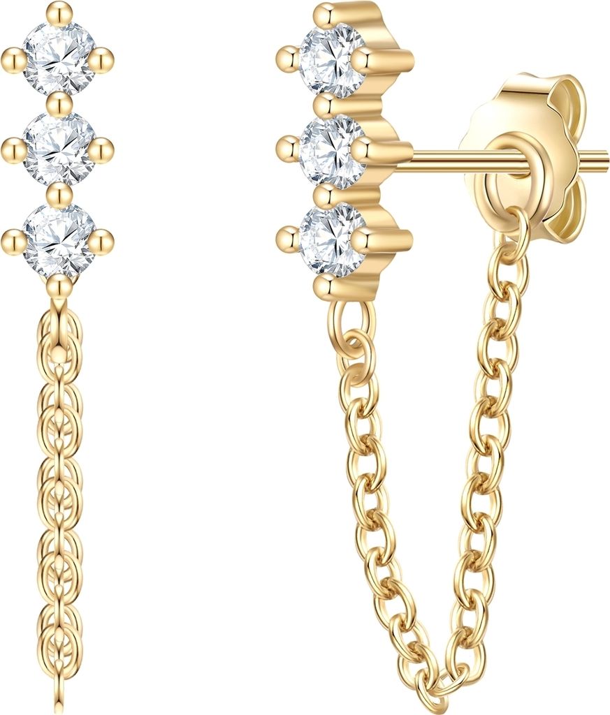 Ohrstecker Sterling Silber gelbgold Zirkonia weiß