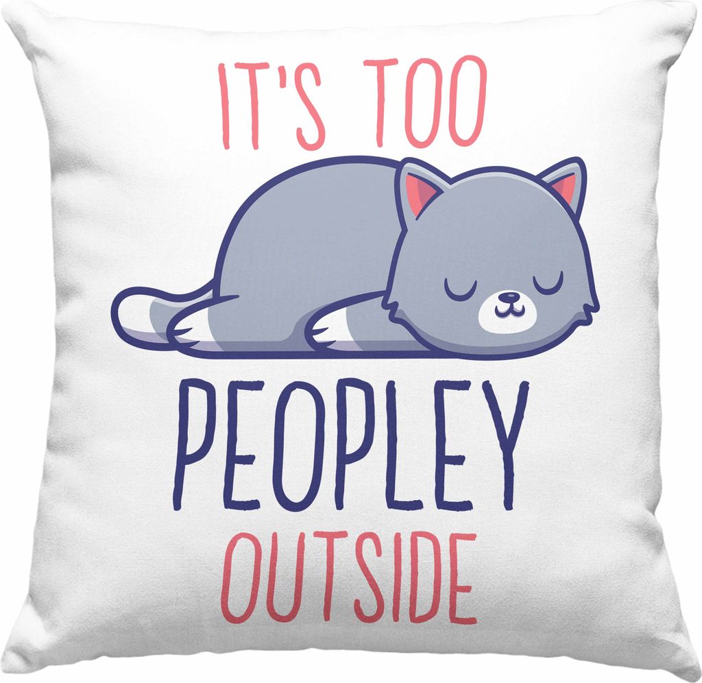 Trendation - Lustige Deko-Kissen mit Füllung 40x40 mit Spruch Katzenbesitzer Geschenk Sprüche Deko-Kissen mit Füllung 40x40 (Blau)