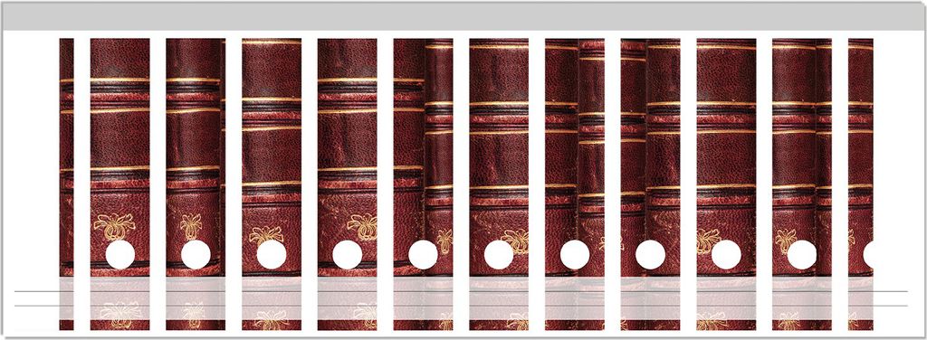Wallario Ordnerrücken Sticker, selbstklebend für breite Ordner, 12 Stück, Motiv Alte Bücher mit rotem Ledereinband