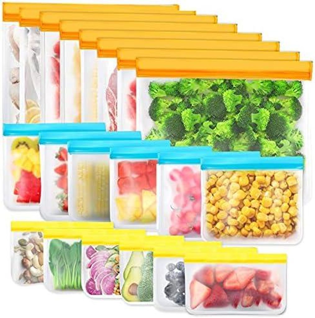 20er Pack Wiederverwendbare Silikon Gefrierbeutel BPA-Freie Produktbild 