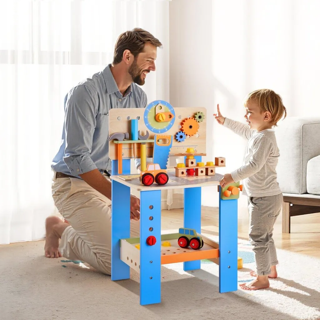 Établi bois enfant 3 ans : Atelier éducatif avec outils et rangement