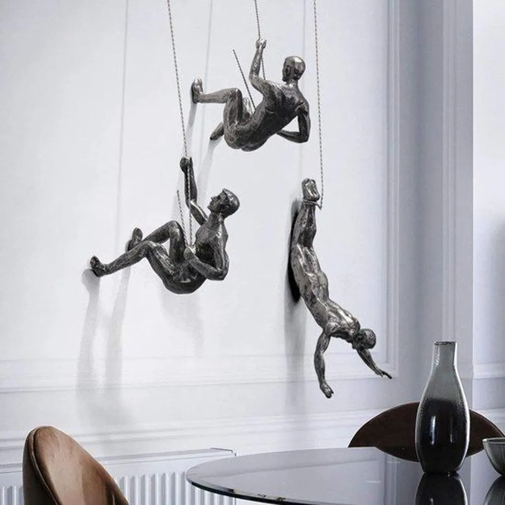 Sculpture murale moderne salon géométrique en acier brossé finition luxe