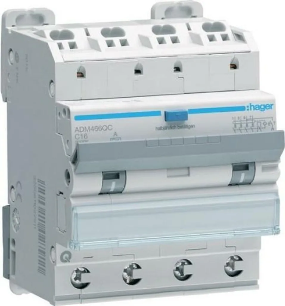 Disjoncteur différentiel Hager ADM466QC FI-LS 4P 16A 30mA Type A QC