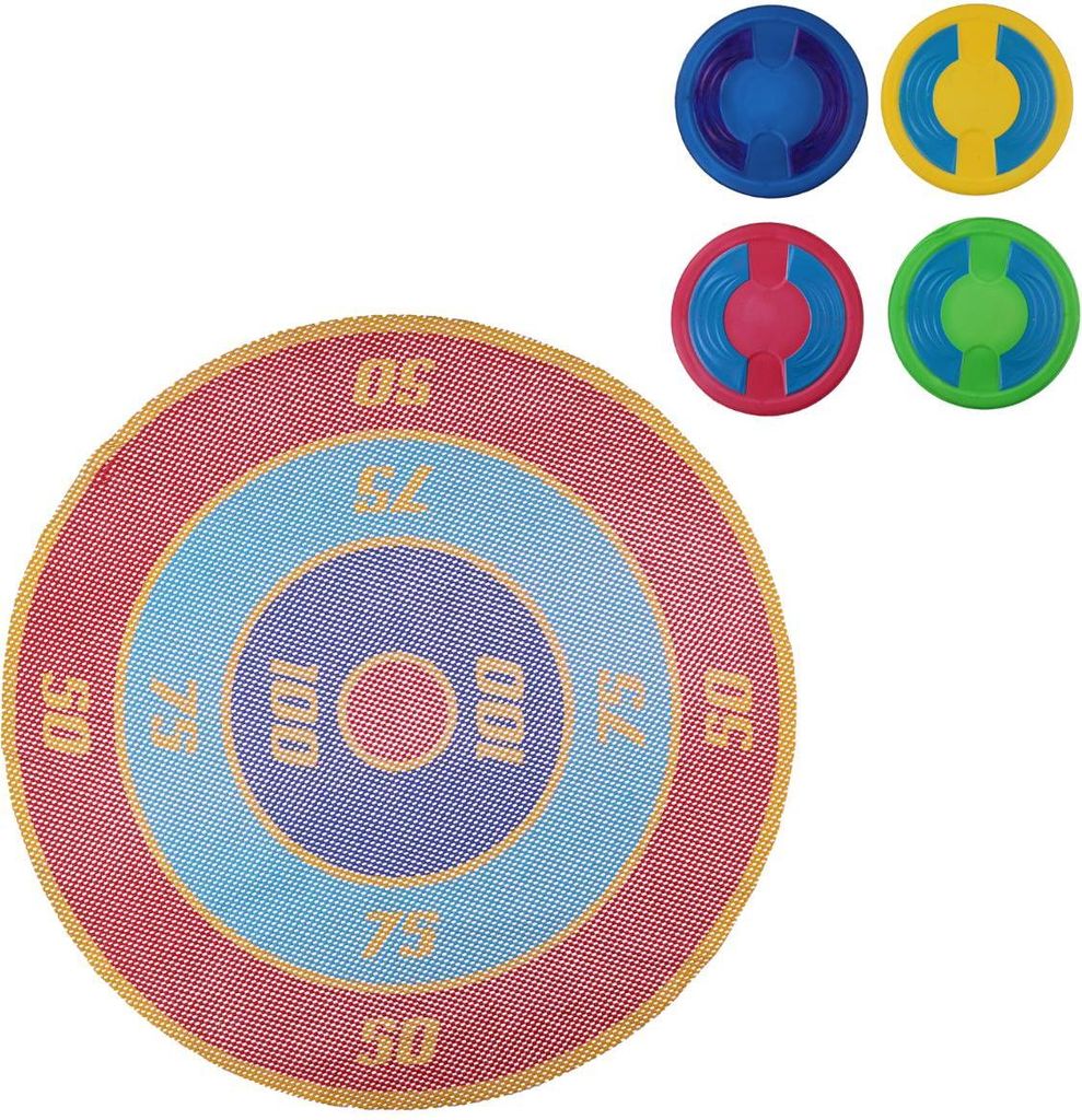 Eddy Toys Schwimmendes Zielspiel 5-teilig - Poolspiel für Kinder - Wurfspiel mit 4 Discs - Schwimmende Zielscheibe Ø 65cm - Mehrfarbig