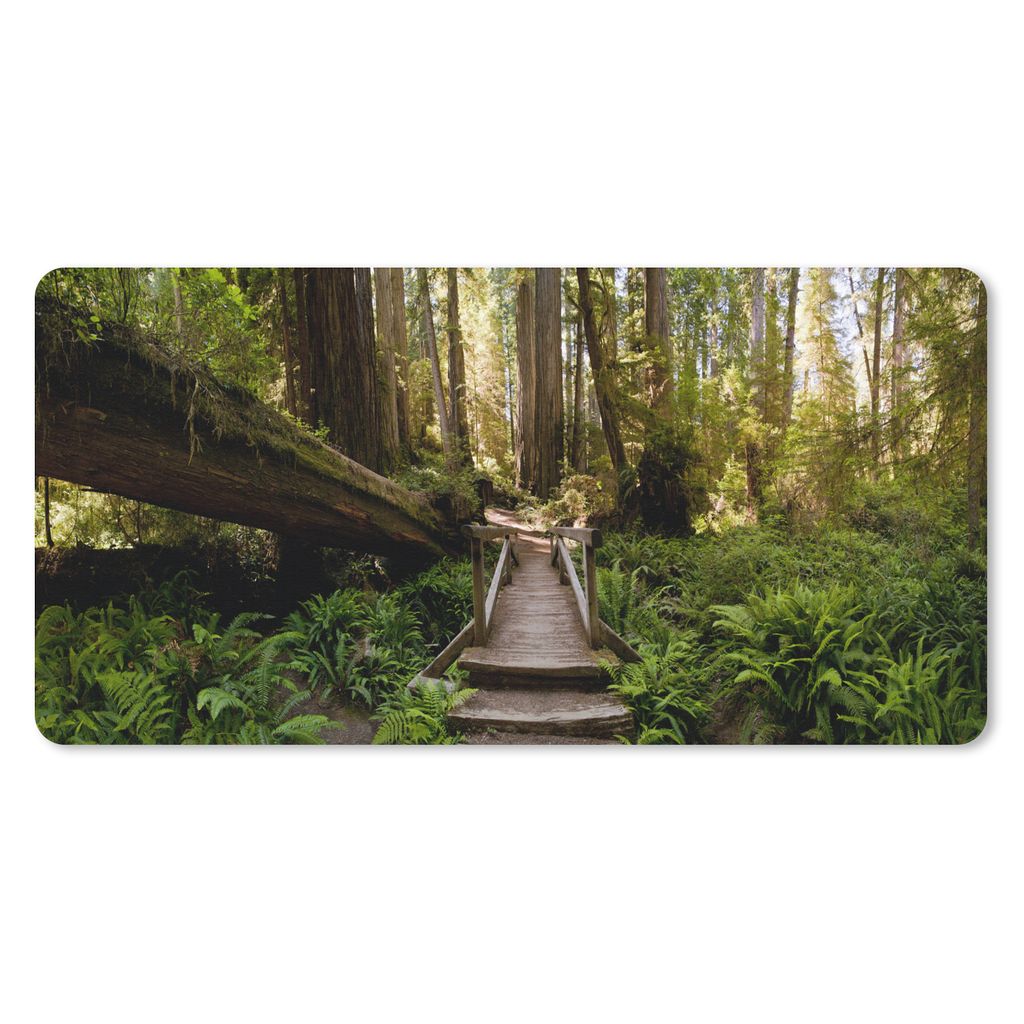 MuchoWow Schreibtischunterlage Dschungel - Natur - Treppe - Bäume 80x40 cm - XXL Mauspad - Gaming Mauspad