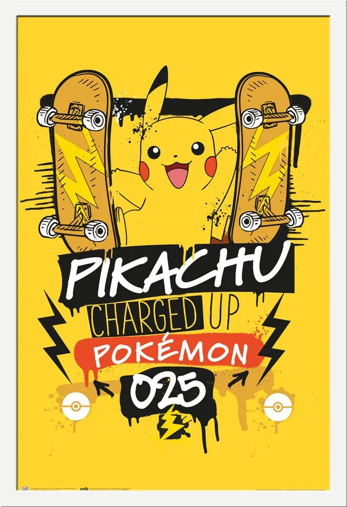 Poster Pokémon Pikachu per Cameretta con Cornice Bianca Shinsuke