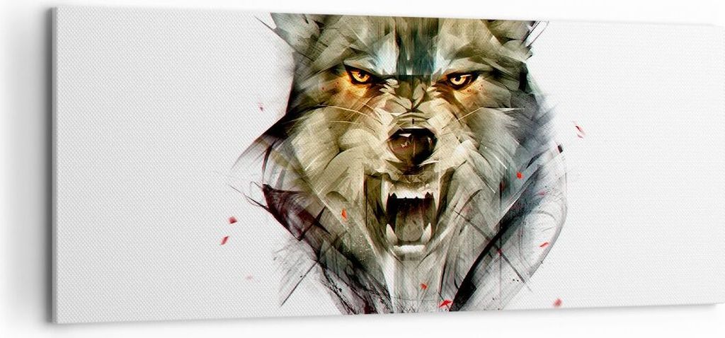 Bild auf Leinwand - Leinwandbild - Wolf Tier Wald - 120x50cm - Wand Bild - Wanddeko - Wandbilder - Leinwanddruck - Bilder - Kunstdruck - Wanddekora...