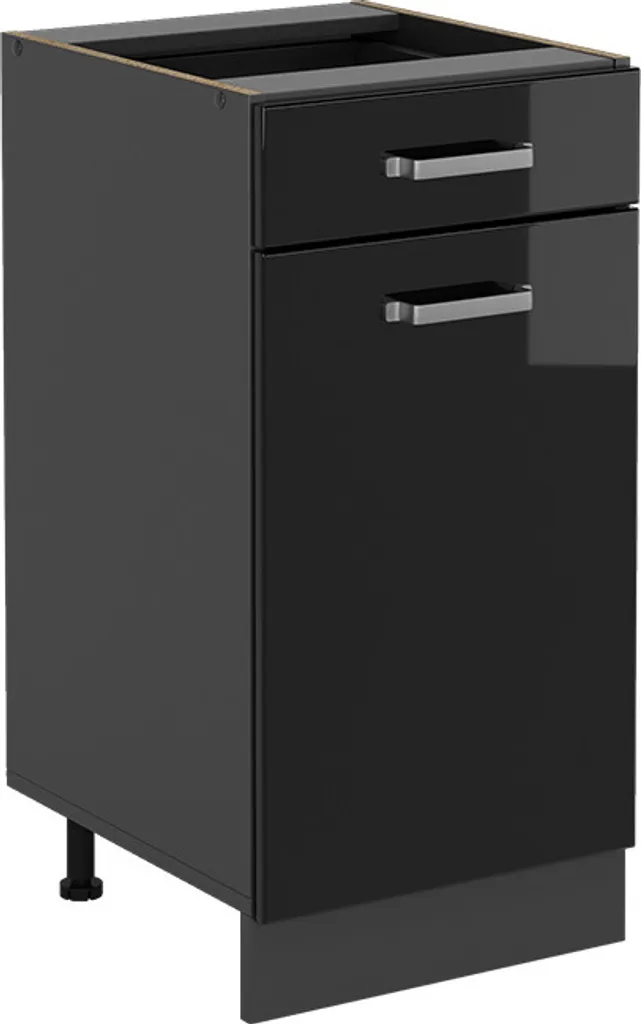 Vicco mobiletto base per cucina R-Line, 40 cm senza piano di lavoro, Nero lucido/Antracite