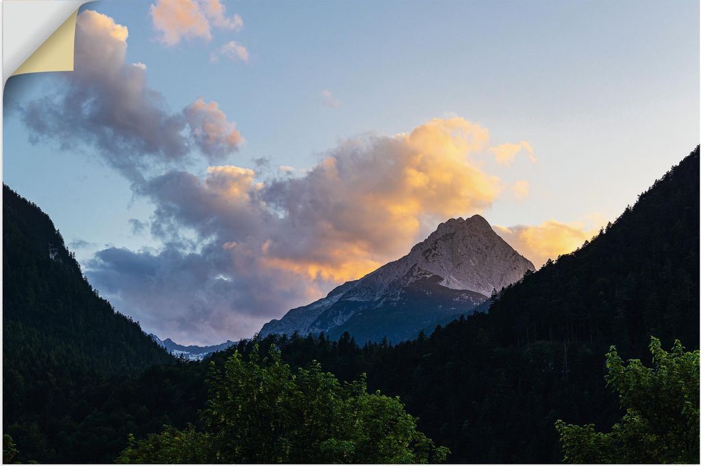 ARTland Wandbild, selbstklebend Berg Wettersteinspitze bei Mittenwald Größe: 90x60 cm