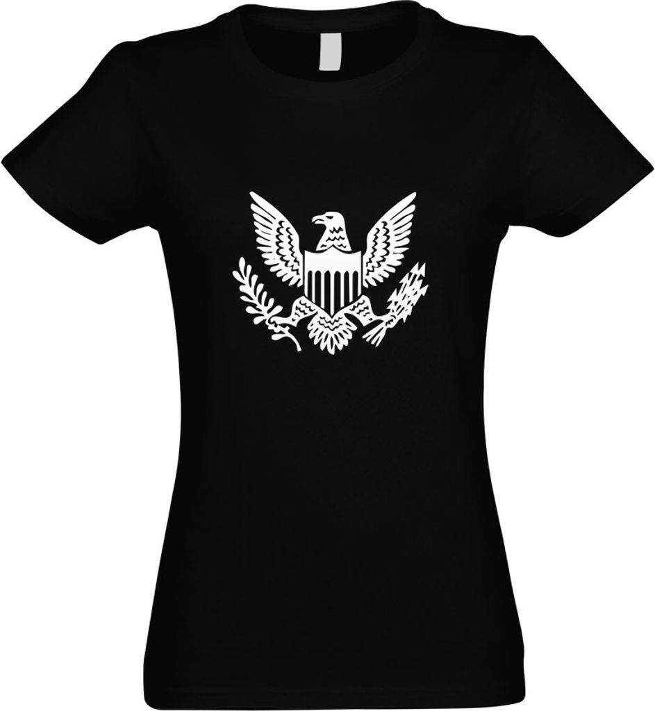 Kiwistar - T-Shirt tailliert - Damen - schwarz - Großes Siegel Vereinigten Staaten - mit Motiv Bedruckt - Funshirt Design - Sport - Freizeit - Dam...