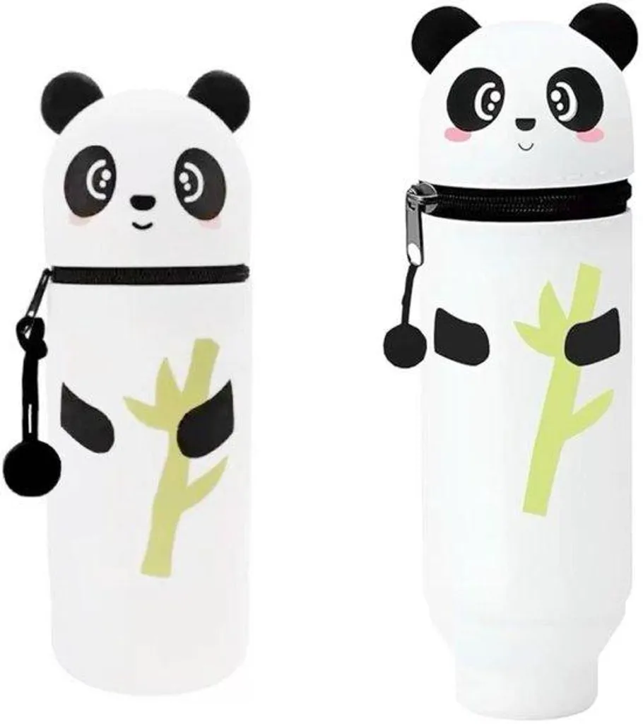 Étui en silicone panda avec fermeture éclair, trousse grande capacité