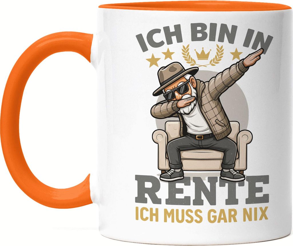 Ich bin in Rente Tasse Orange – Lustiges Ruhestand Geschenk mit Spruch für Rentner und Pensionierte