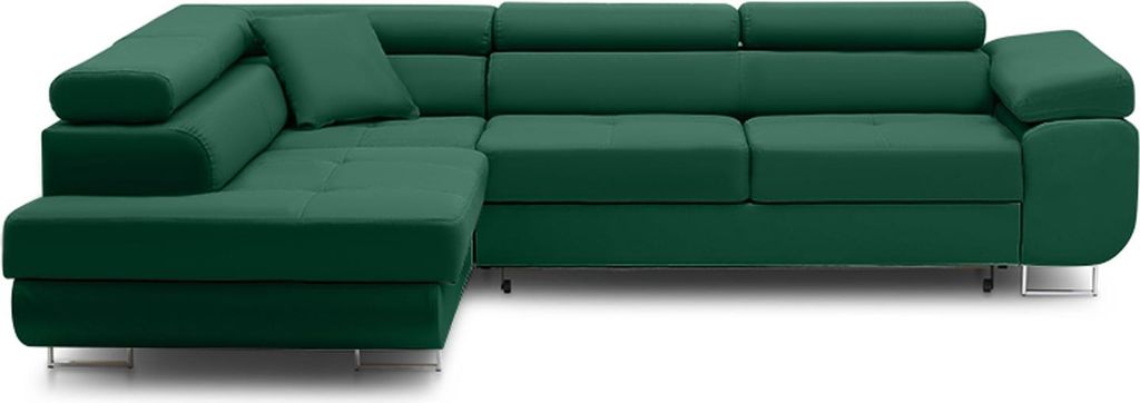 RIGATTO - Ecksofa mit Schlaffunktion, Bettkastem, Komfort und Still, dunkelgrün