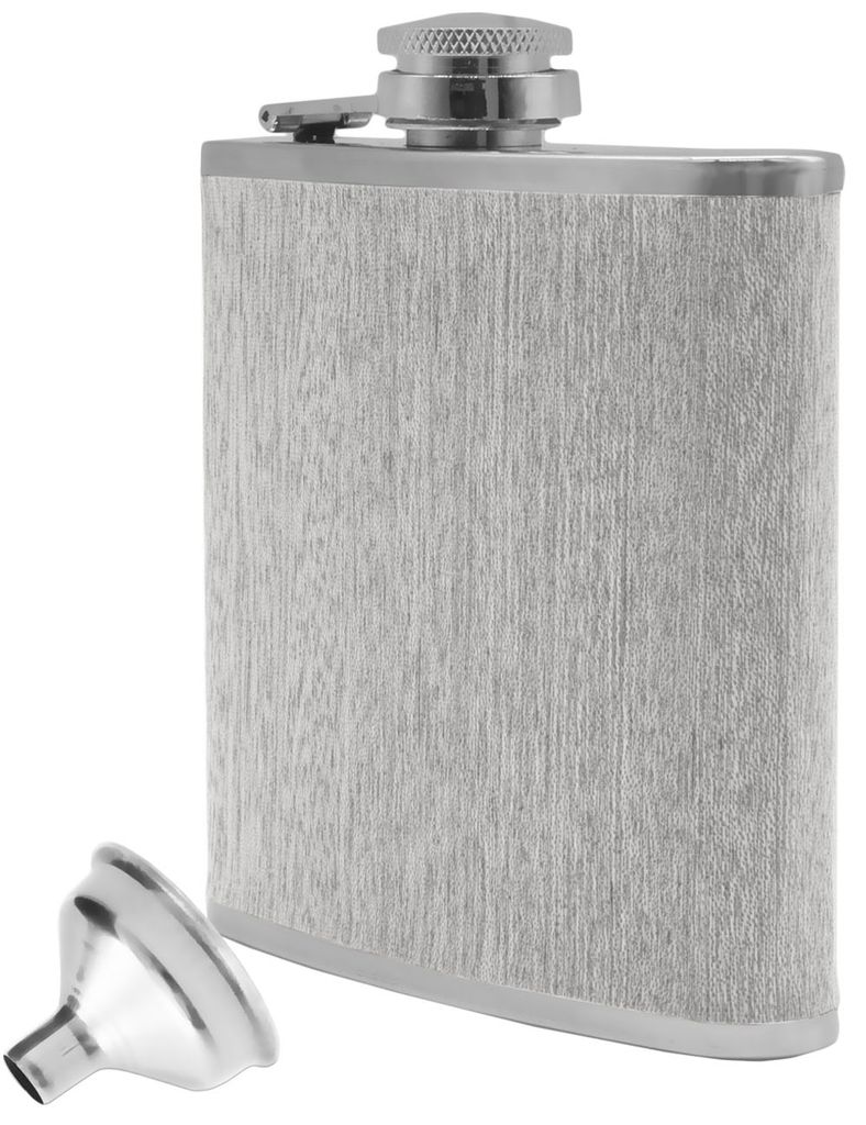 Outdoor Saxx - Edelstahl Flachmann Wood im Holz-Design, hochwertige Taschen-Flasche, Schnaps-Flasche, Flagon, Schraub-Verschluss, Tolle Geschenk-...