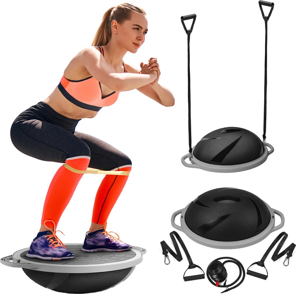 Gymtek Balance Pad, Balancekissen, Balance Board, Luftkissen, Wackelbrett, Core Balance Board - inkl. 2 Widerstandsbänder