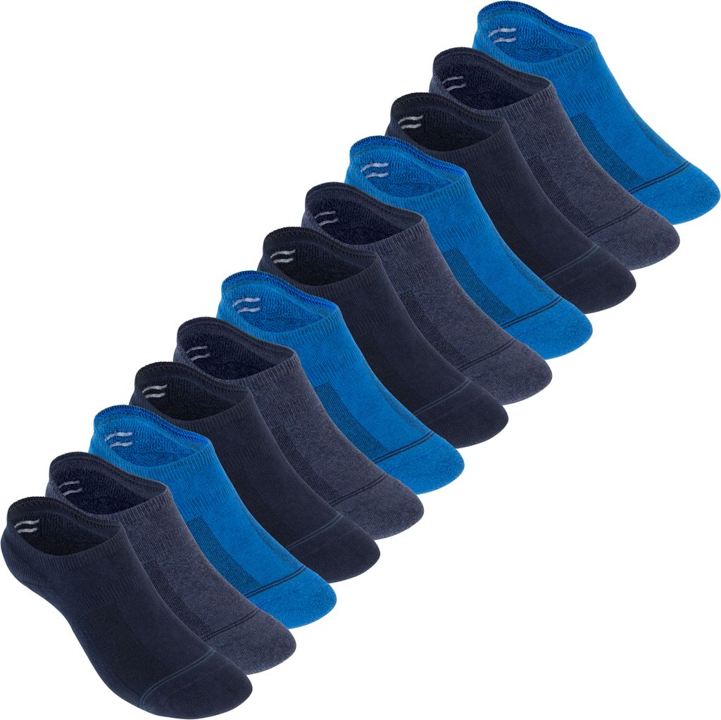 Footstar Damen und Herren Funktions Füßlinge (12 Paar) Unsichtbar mit Frotteesohle - Jeansblau-Mix 39-42