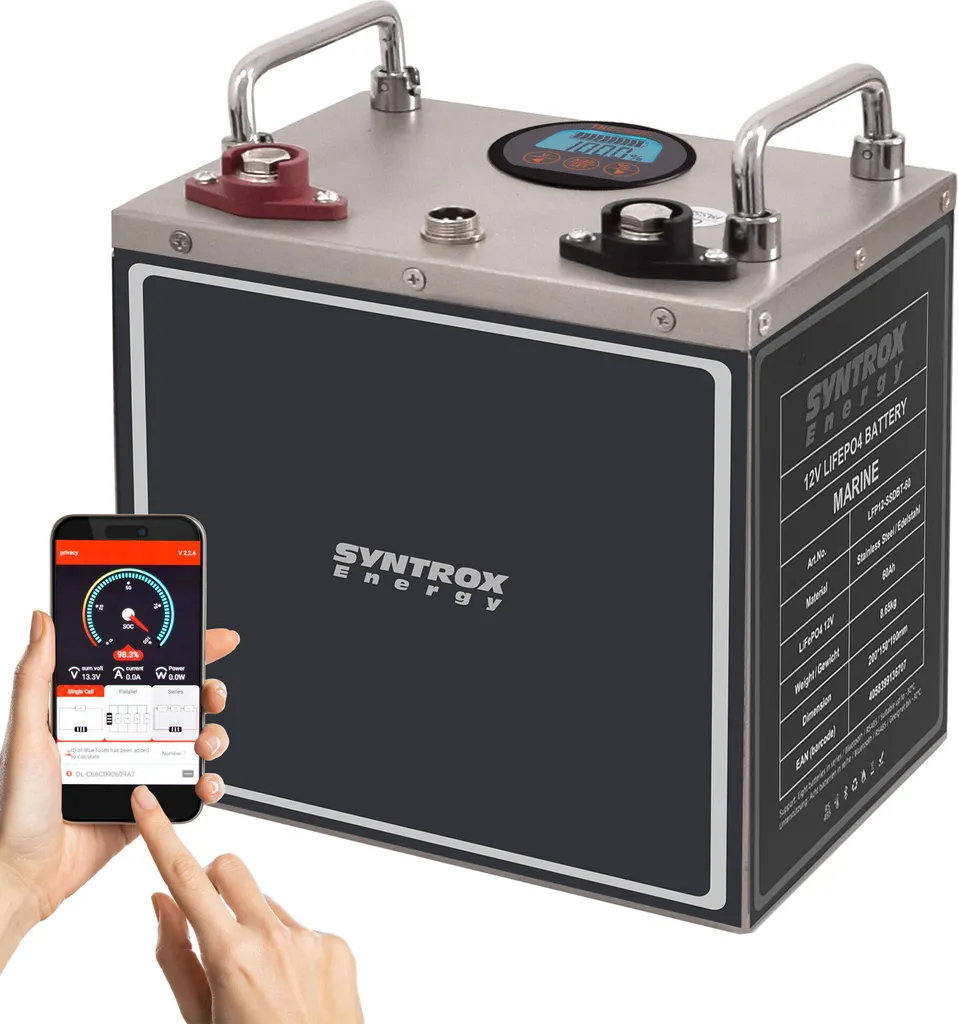 Batterie à décharge lente LiFePO4 12V 60Ah résistante au gel hiver
