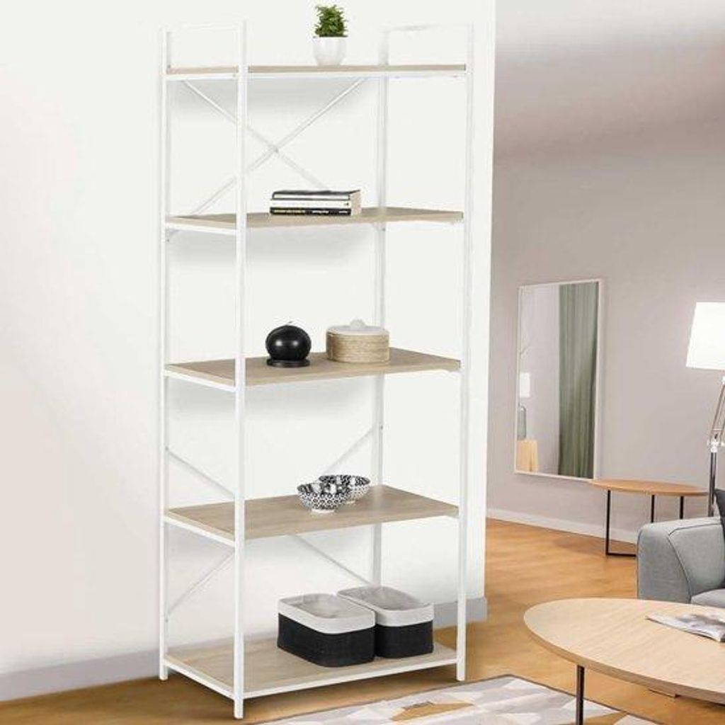 5-lagige Holz-Metall-Platte 170cm weiß industrieell Produktbild 