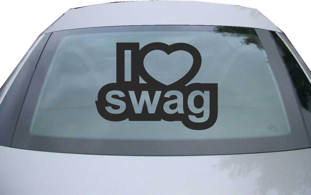 Indigos UG - Aufkleber Heckscheibe & Motorklappe DE6075 - schwarz - 600x428 mm - i love swag - Auto Scheiben Fenster Heckklappe Tuning Racing JDM -...