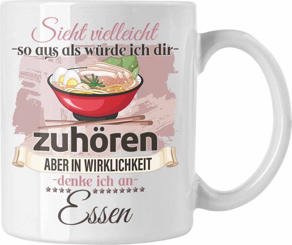 Trendation - Essen Geschenk Tasse Essen Liebhaber Geschenkidee Lustiger Spruch (Weiß)