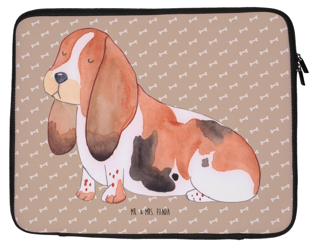 Mr. & Mrs. Panda Laptop Tasche Hund Basset Hound 20 x 28 cm - Hundeglück - Geschenk, Notebook Hülle, Laptoptasche, Kinderlos, Süß, Sprüche, Ca...