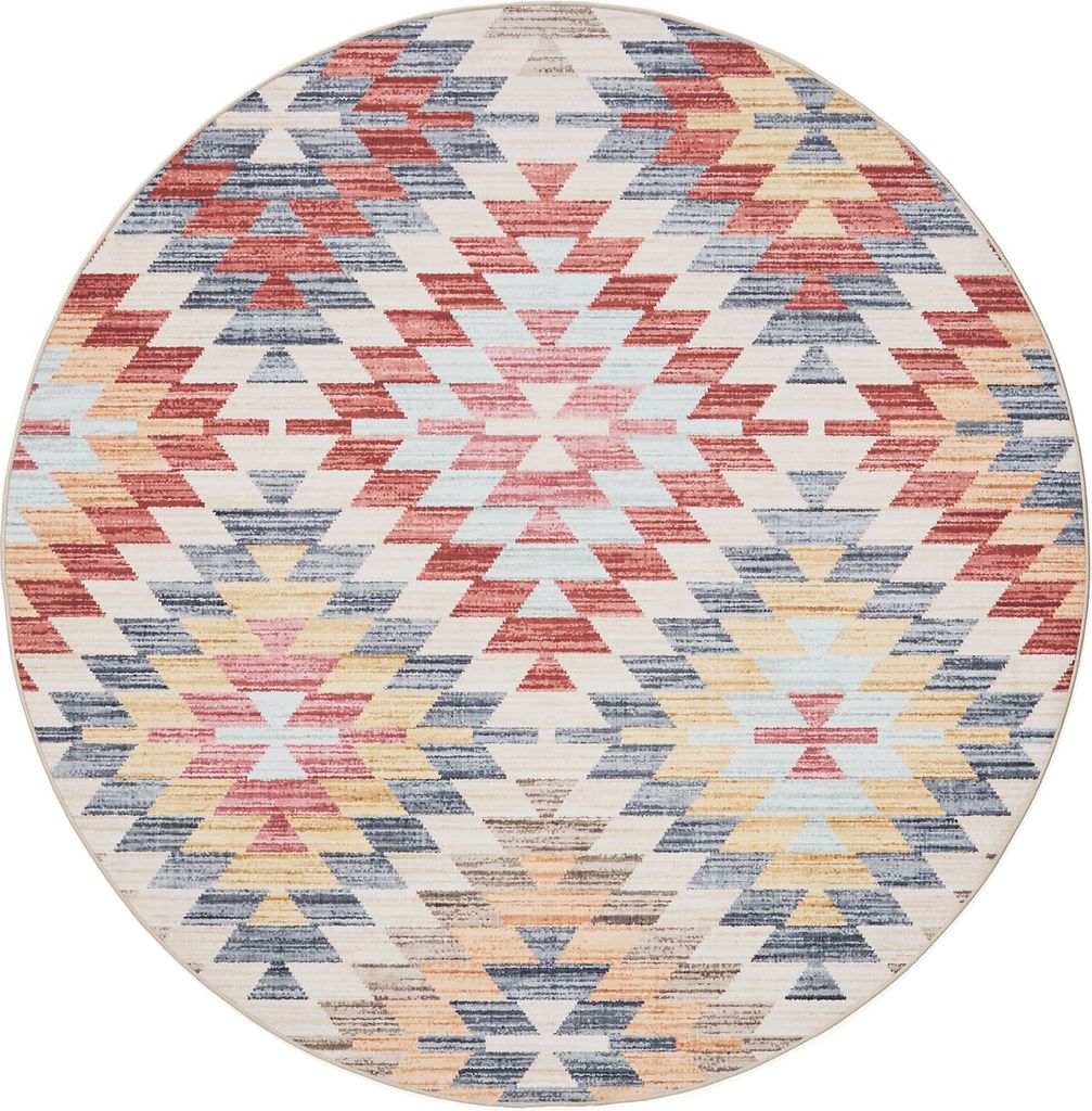 Waschbarer Teppich George Multicolor/Beige ø 160 cm rund Wohnzimmer benuta
